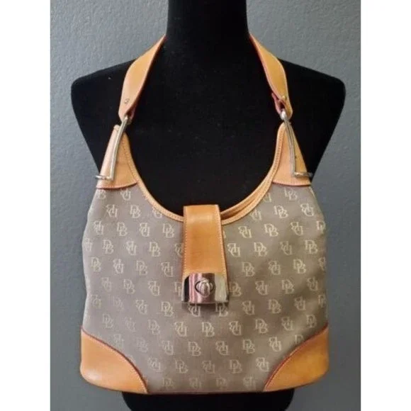 Pre-owned Dooney & Bourke Leather Hobo Handbag 1 Zipper Pocket Buckle Closure - Picture 2 of 13